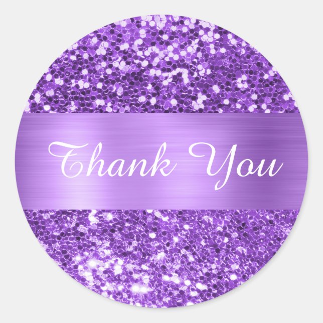 Sparkly Purple Glitter Shimmer Foil Classic Round Sticker (Front)
