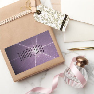 Sparkly Purple Glittery Star Thank You Rectangular Sticker