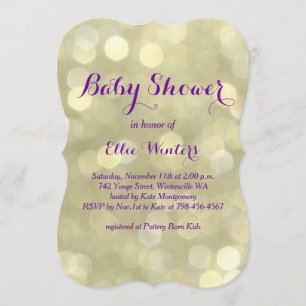 Sparkly Purple & Gold Baby Shower Invitation