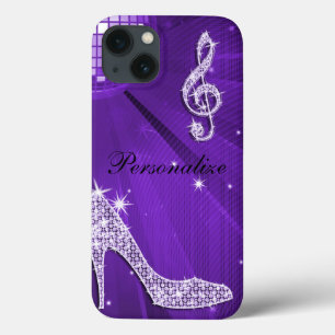 Sparkly Purple/ Lilac Music Note & Stiletto Heel iPhone 13 Case