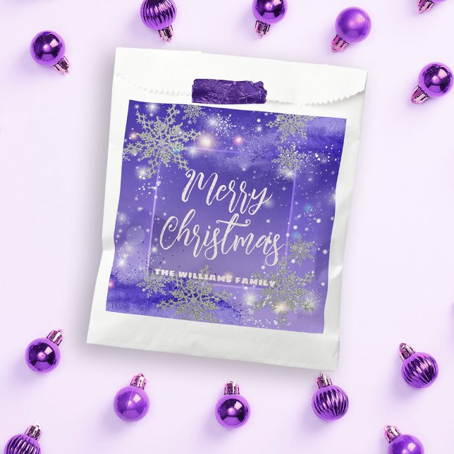 Sparkly Purple Winter Wonderland Merry Christmas Favour Bags (Creator Uploaded)