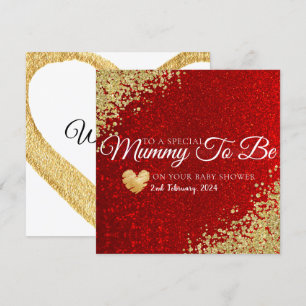 Sparkly Red Glitter Baby Shower Mummy to be card