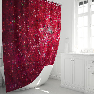 Sparkly Red Glitter Glam Shower  Curtain