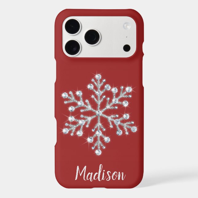 Sparkly Red Monogram iPhone Case (Back)