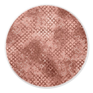 Sparkly Rose Gold Circles Pink Luxury Sparkle Ceramic Knob