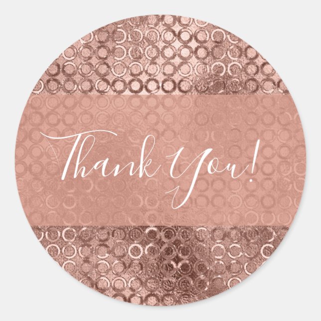 Sparkly Rose Gold Circles Pink Luxury Sparkle Classic Round Sticker (Front)