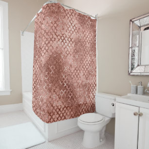 Sparkly Rose Gold Circles Pink Luxury Sparkle Girl Shower Curtain