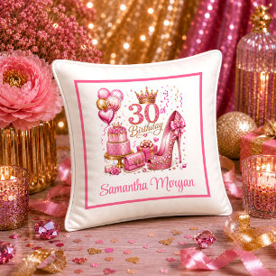 Sparkly Rose Gold Confetti 30th Birthday Pillow