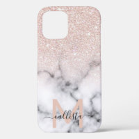 Sparkly Rose Gold Glitter Marble Ombre