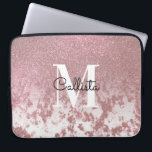 Sparkly Rose Gold Glitter Marble Ombre Monogram Laptop Sleeve<br><div class="desc">This chic, unique, and glamourous design is perfect for the trendy and stylish woman. It depicts a faux printed sparkly rose gold glitter and white marble ombre gradient. It's modern, girly, pretty, and cool. Just customise with your own personalised monogram family name and/or initial. ***IMPORTANT DESIGN NOTE: For any custom...</div>
