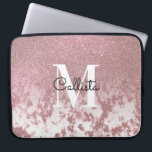 Sparkly Rose Gold Glitter Marble Ombre Monogram Laptop Sleeve<br><div class="desc">This chic, unique, and glamourous design is perfect for the trendy and stylish woman. It depicts a faux printed sparkly rose gold glitter and white marble ombre gradient. It's modern, girly, pretty, and cool. Just customise with your own personalised monogram family name and/or initial. ***IMPORTANT DESIGN NOTE: For any custom...</div>