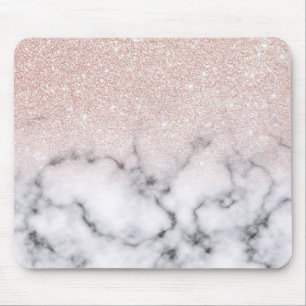 Sparkly Rose Gold Glitter Marble Ombre Mouse Mat