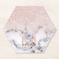 Sparkly Rose Gold Glitter Marble Ombre