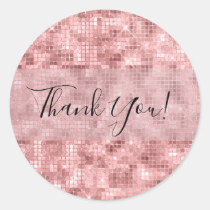 Sparkly Rose Gold Pink Luxury Sparkle Girly Party Classic Round Sticker