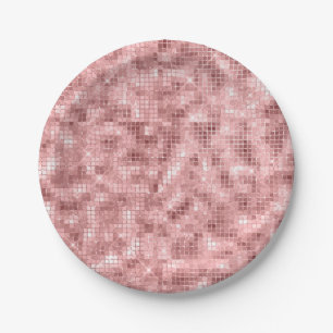 Sparkly Rose Gold Pink Luxury Sparkle Girly Party Paper Plate
