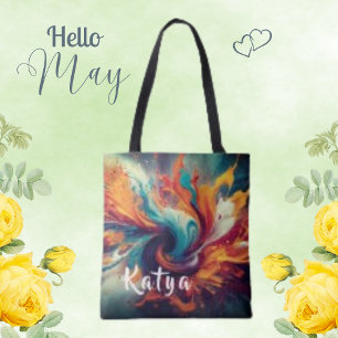 Sparkly Scattered Ink Abstract and Personalised Tote Bag