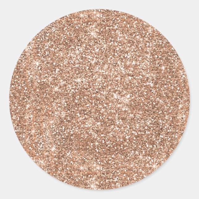 Sparkly Shiny Glitter Rose Gold Classic Round Sticker (Front)