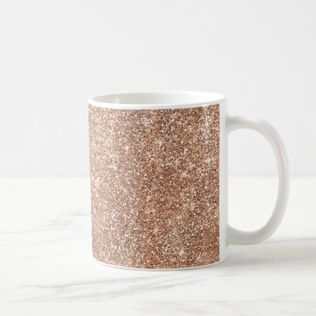 Sparkly Shiny Glitter Rose Gold Coffee Mug (Right)