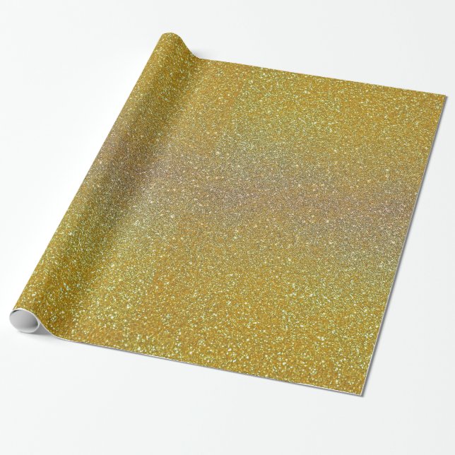 Sparkly shiny gold glitter wrapping paper (Unrolled)