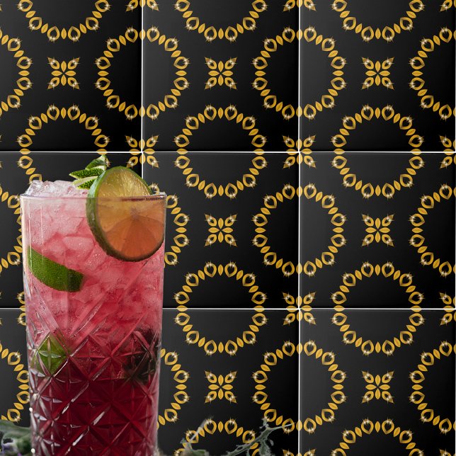 Sparkly Shiny Luxury Elegant Gold & Black Pattern Tile (Creator Uploaded)