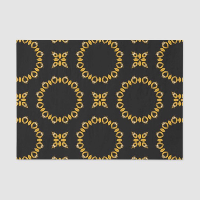 Sparkly Shiny Luxury Elegant Gold & Black Pattern Tissue Paper (Front)