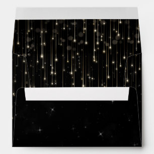 Sparkly Shooting Stars Black Chic Engagement Party Envelope