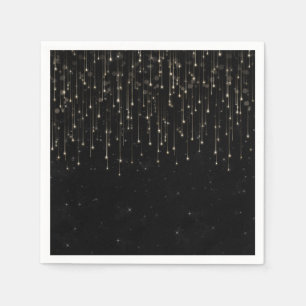Sparkly Shooting Stars Black Chic Engagement Party Napkin