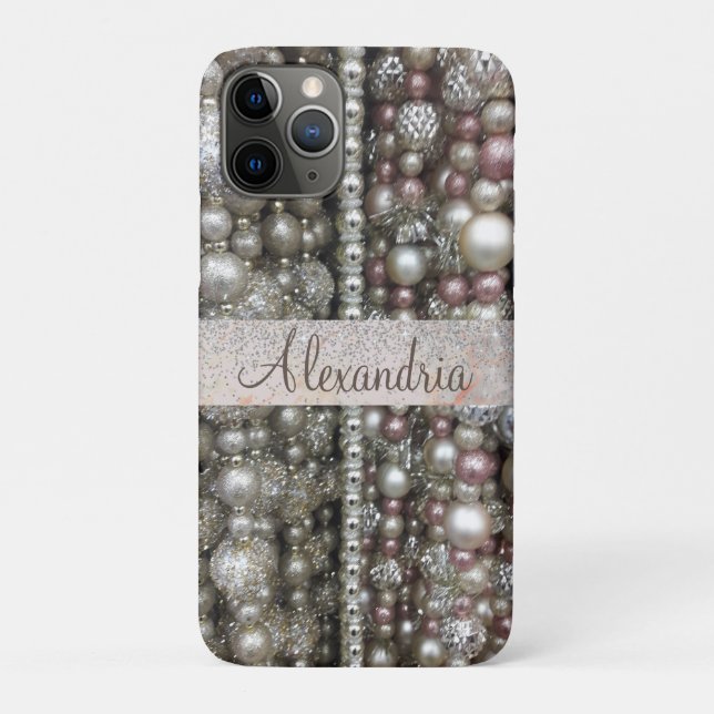 Sparkly Silver and Pink Stringed Beads          Case-Mate iPhone Case (Back)