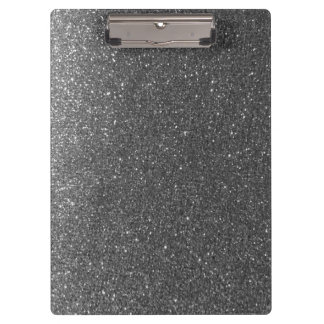 Sparkly Silver Black Glitter Teachers Classroom Clipboard