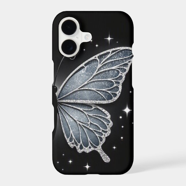 Sparkly Silver Butterfly Wing iPhone Case (Back)
