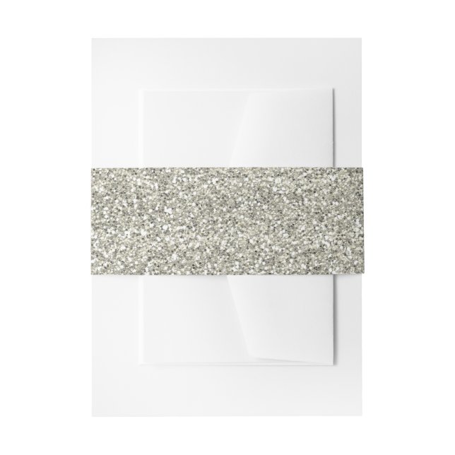 Sparkly Silver Glitter Invitation Belly Band (Front Example)