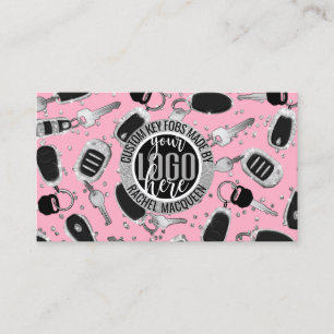 Sparkly Silver Glitter Key Fob Crafter Logo Busin Business Card