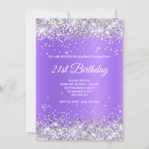 Sparkly Silver Glitter Lavender Purple Shimmer Invitation