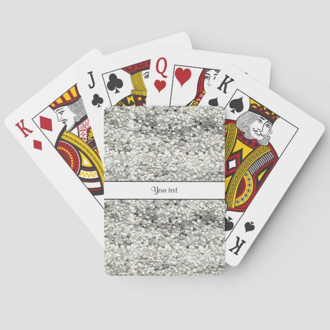Sparkly Silver Glitter Playing Cards (Back)