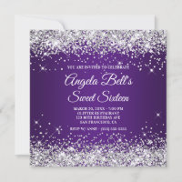 Sparkly Silver Glitter Royal Purple Sweet Sixteen