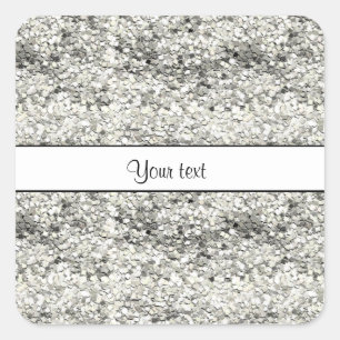 Sparkly Silver Glitter Square Sticker