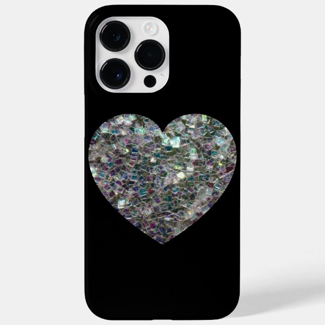 Sparkly silver mosaic glitter Heart Case-Mate iPhone Case (Back)