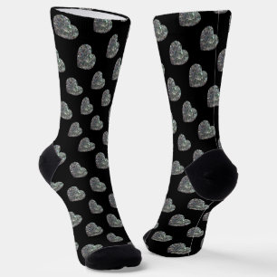 Sparkly silver mosaic glitter Hearts pattern Socks