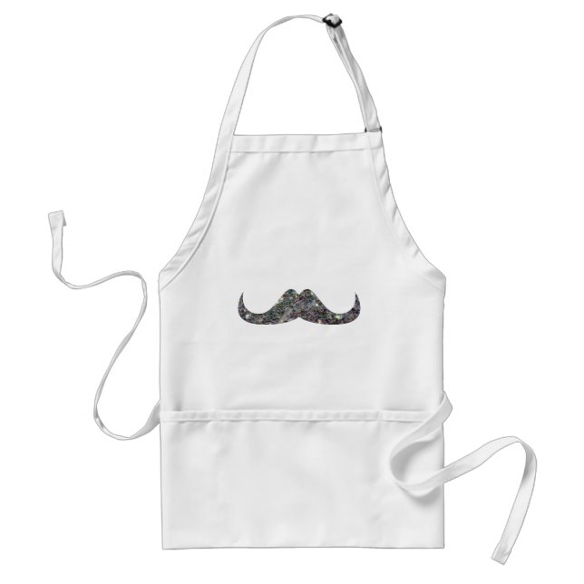Sparkly silver mosaic glitter Moustache Customise Standard Apron (Front)