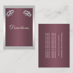 Sparkly Silver Rings & Burgandy Wedding Enclosure Card