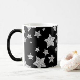 Sparkly Silver Stars Christmas holidays pattern Magic Mug