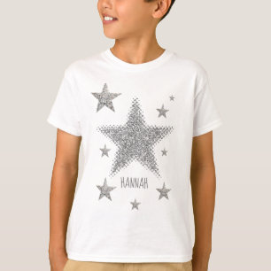 Sparkly Silver Stars Personnalised T-Shirt