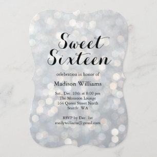 Sparkly Silver Sweet 16 Birthday Invitation