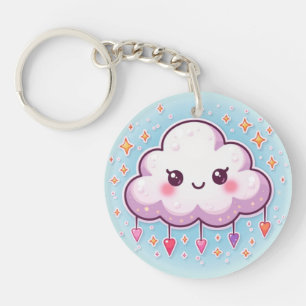 Sparkly Smiling Cloud – Kawaii Pastel Key Ring