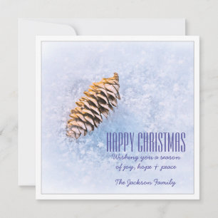 Sparkly Snow Pinecone Christmas Holiday Card