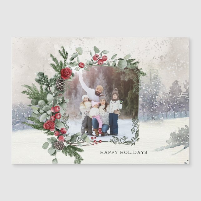 Sparkly Snow Scene Winter Floral Photo  (Front)