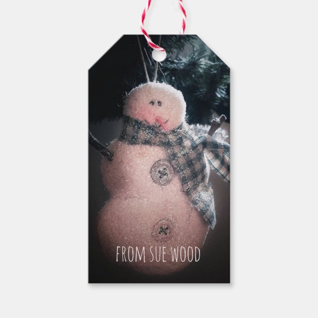 Sparkly Snowman Custom Name Gift Tags (Front)