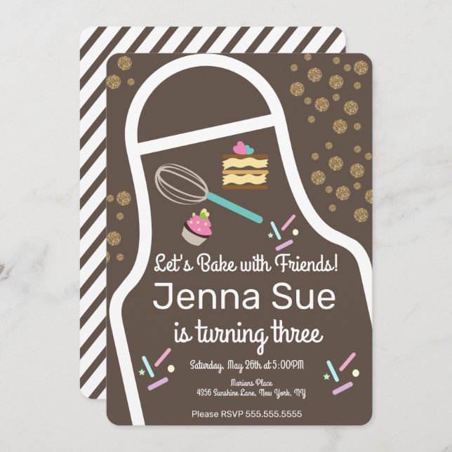 Sparkly Sprinkle Cupcake Decorating Birthday Invitation (Front/Back)