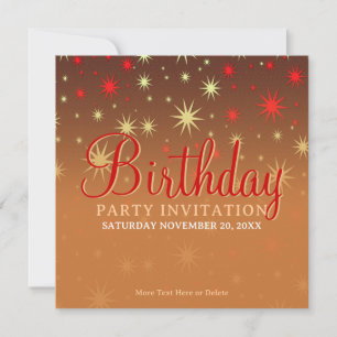 Sparkly Stars Party Birthday Invitation