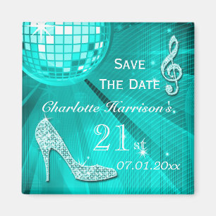Sparkly Stiletto Heel 21st Birthday Save The Date Magnet